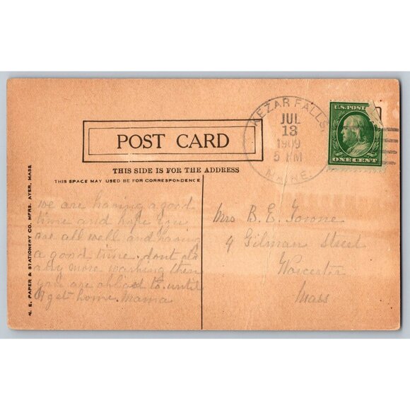 Postcard Posted 1909 Maine Divided Maine Central R R Station Brownfield #769 - Picture 2 of 2